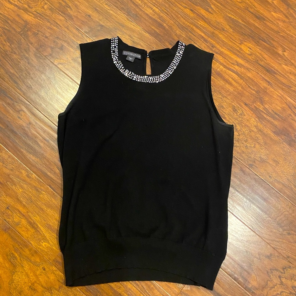 Knit tank with rhinestones